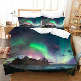 3D Aurora Starry Sky Mountain River Quilt Cover Set Bedding Sets Pillowcases