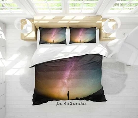 3D People Starry Sky Night Scene Quilt Cover Set Bedding Sets Pillowcases Queen