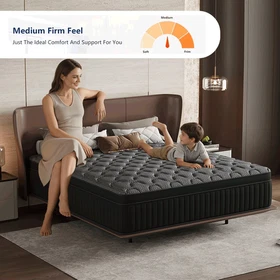 Full Queen Size Hybrid Mattress in a Box Gel Memory Foam Innerspring Medium Firm