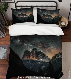 3D Mountain Starry Sky Night View Quilt Cover Set Bedding Sets Pillowcases