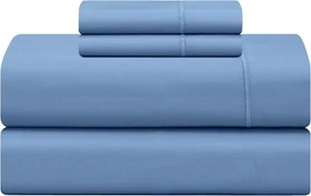 Queen Size Bed Sheet Set 100% Cotton 4 Piece 18" Deep Pockets Soft Sateen