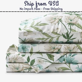 The Company Gardenia Mist Sateen Bed Sheet Set Cream Multi