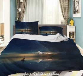 3D Starry Sky Lake Landscape Quilt Cover Set Bedding Sets Pillowcases