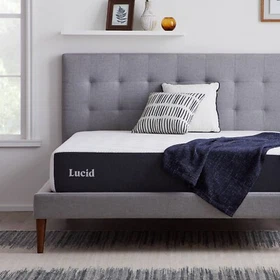 LUCID 10 Inch Memory Foam Mattress - Bamboo Charcoal and Gel Infusions