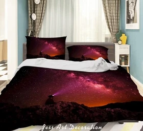 3D Boy Starry Sky Night Quilt Cover Set Duvet Cover Bedding Pillowcases