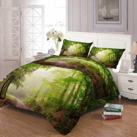 Green Forest Mist 3D Printing Duvet Quilt Doona Covers Pillow Case Bedding Sets