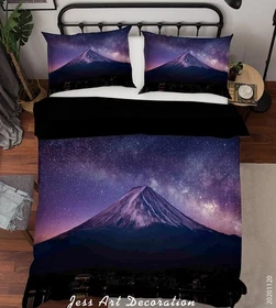 3D Japan Mt. Fuji Starry Sky Night View Quilt Cover Set Bedding Sets Pillowcases