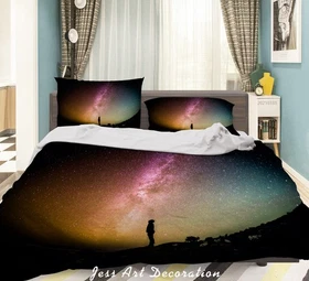 3D People Starry Sky Night Scene Quilt Cover Set Bedding Sets Pillowcases