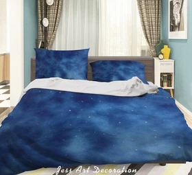3D Blue Starry Sky Landscape Quilt Cover Set Bedding Sets Pillowcases