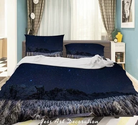 3D Forest Starry Sky Night Scene Quilt Cover Set Bedding Sets Pillowcases