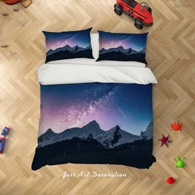 3D Mountain Starry Sky Night Scene Quilt Cover Set Bedding Sets Pillowcases