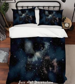 3D Nebula Starry Sky Space Quilt Cover Set Bedding Sets Pillowcases Queen 2