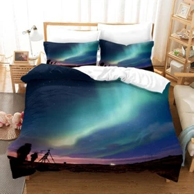 3D Aurora Night Starry Sky Quilt Cover Set Bedding Sets Pillowcases 64