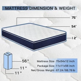 12" Memory Foam Mattress Hybrid Innerspring Twin Full Queen King Bed in a Box