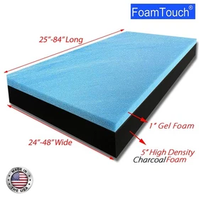 FoamTouch Custom Cut RV Mattresses - 6" Thick-Gel on Charcoal- Variation