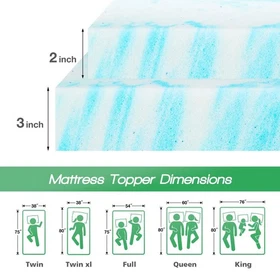 JHK 2-3 Inch Memory Foam Mattress Topper Queen Size Thick Gel Cooling Mattress S