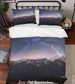 3D Mountains Starry Sky Night Scene Quilt Cover Set Bedding Sets Pillowcases