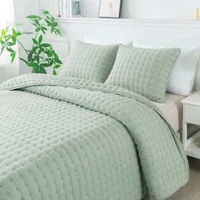 3 Pcs Pillow Shams Bedspread Coverlet Quilted Blanket Thin Comforter Bed Cover