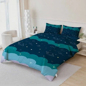 3D Cartoon Space Starry Sky Planet Quilt Cover Set Bedding Sets Pillowcases 80