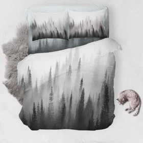 Grey Mist Wood 3D Printing Duvet Quilt Doona Covers Pillow Case Bedding Sets