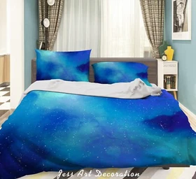 3D Starry Sky Blue Quilt Cover Set Duvet Cover Bedding Pillowcases
