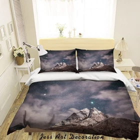 3D Mountain Starry Sky Night Scene Quilt Cover Set Bedding Sets Pillowcases