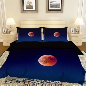 3D Starry Sky Full Moon Night Scene Quilt Cover Set Bedding Sets Pillowcases