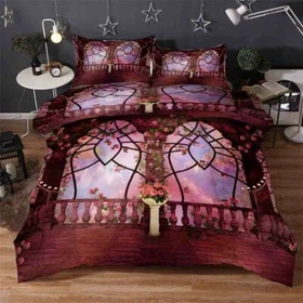 Purple Simple Mist 3D Printing Duvet Quilt Doona Covers Pillow Case Bedding Sets