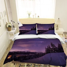 3D Forest Starry Sky Night View Quilt Cover Set Bedding Sets Pillowcases