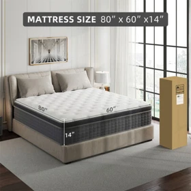 14" Gel Memory Foam Hybrid Mattress Innerspring Medium Twin Full Queen King Size