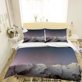 3D Snow Mountain Starry Sky Landscape Quilt Cover Set Bedding Sets Pillowcases