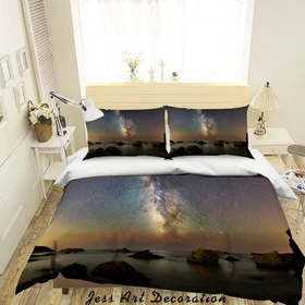 3D Lake Starry Sky Night Scene Quilt Cover Set Bedding Sets Pillowcases