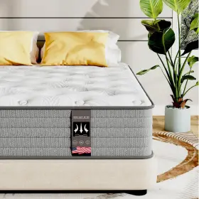 744110132472 6V-SERMMOO Queen Mattress Hybrid Box Gel Memory