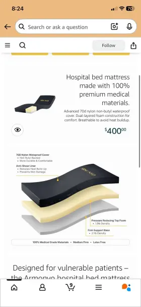 940652305014 ARMONYO Hospital Medical Bed Mattress Water Anti