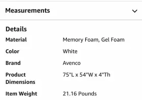 MADWVYC0LP AVENCO Memory Foam Mattress Cooling Folding #2