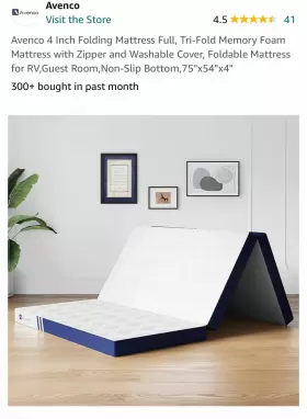 MADWVYC0LP AVENCO Memory Foam Mattress Cooling Folding