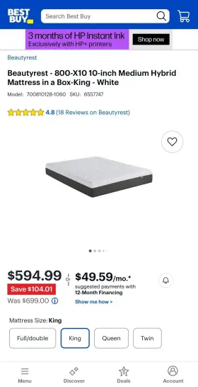 BR-800 BEAUTYREST Hybrid Mattress Box King