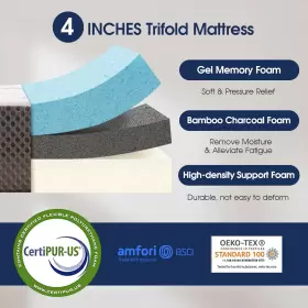 696228558227 BEDLUXURY Folding Mattress Twin Storage Bag Foam #3