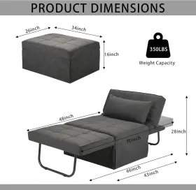 792119609129 BIGSYY Sofa Bed Function Folding Ottoman #2