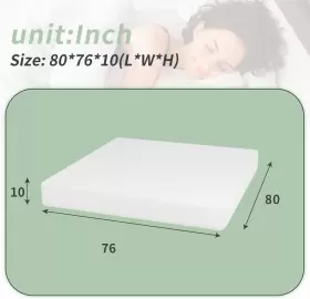 MEM-10K-H17G-WHITE BLKMTY King Mattress Memory Foam Cover #2