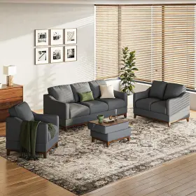 S909 COLAMY Sectional Sofa Couch Set Coffee Table Living Seat