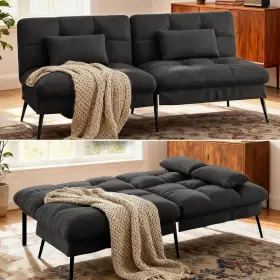 DF-B001-BLK COMHOMA Convertible Futon Sofa Bed Fabric Couch