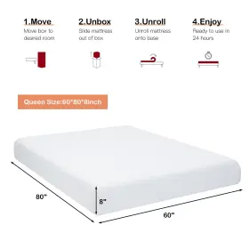 H043-QA7983 COSTWAY Queen Foam Mattress Firm Bed Box Cover #2