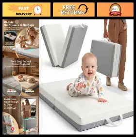 CM03-GY-3IN DEERFABLE Memory Foam Pack Play Mattress Baby Bed