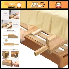 41249 DR.OXXIER Mattress Bed Maker Tool Set Acacia Wood Sheet