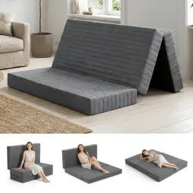 J01-GREY-QUEEN ERAMENT Fold Mattress Covertible Bed Floor
