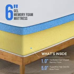 195030072520 FDW Twin Mattress Gel Memory Foam Queen Firm #2