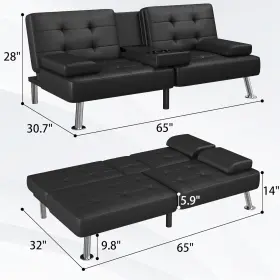 750743142139 FLAMAKER Futon Sofa Bed Folding Set Convertible #3