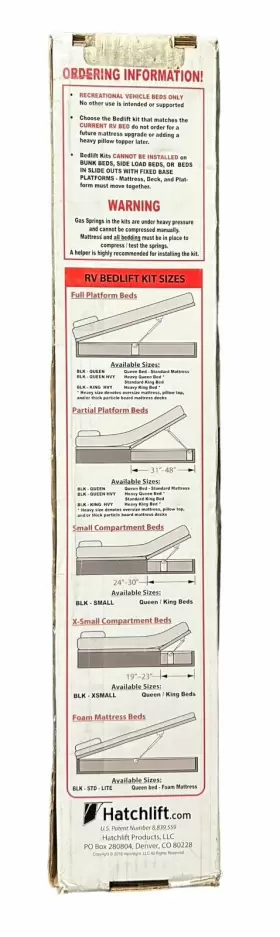 Blk-std HATCHLIFT PRODUCTS Rv Bedlift Queen Standard Mattress #3