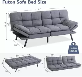 810141566873 HCORE Convertible Sleeper Memory Foam Futon Bed #2